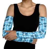 Blue Palaka Hawaii Arm Sleeves Hawaiian Lehua Blossoms
