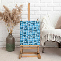 Blue Palaka Hawaii Canvas Wall Art Hawaiian Lehua Blossoms