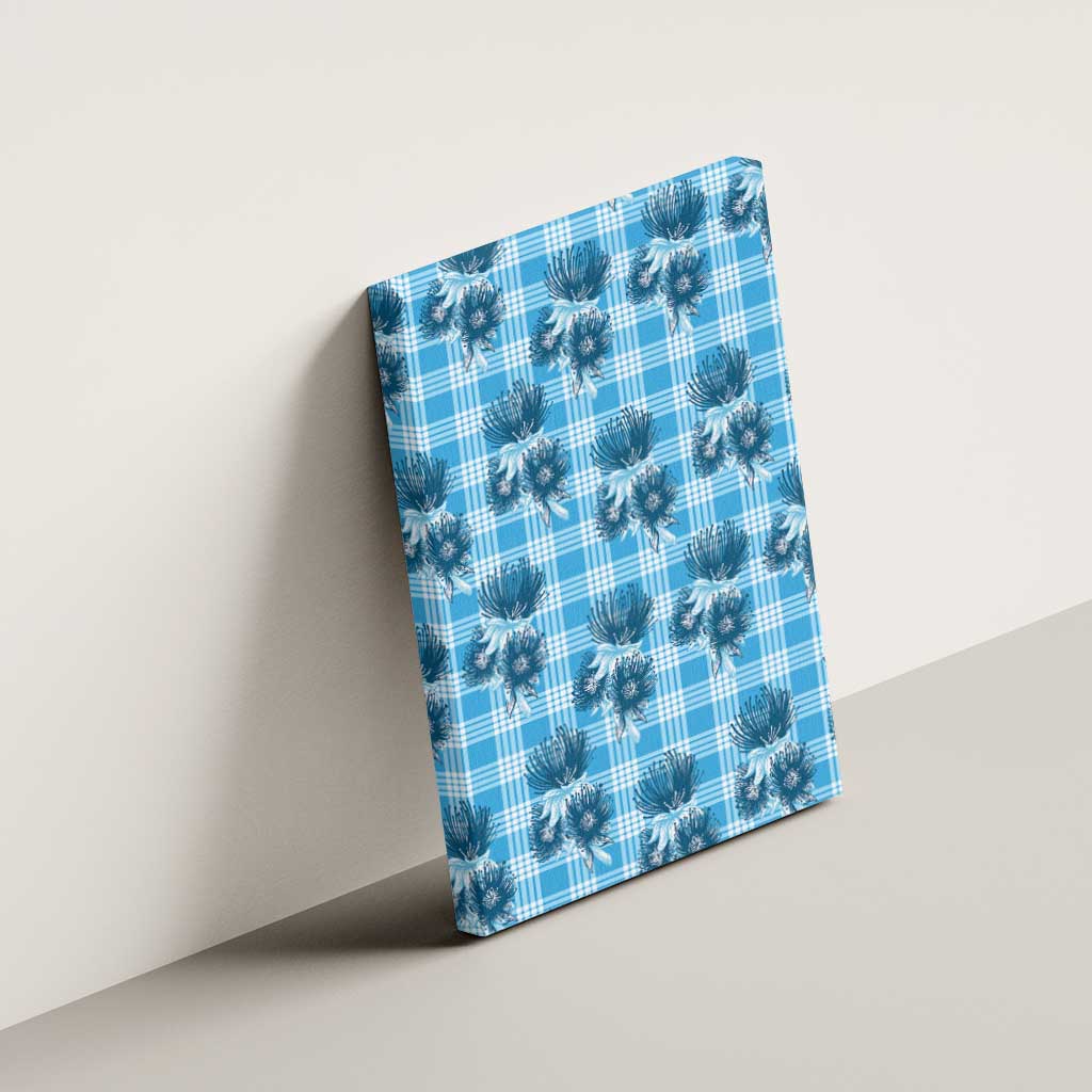 Blue Palaka Hawaii Canvas Wall Art Hawaiian Lehua Blossoms