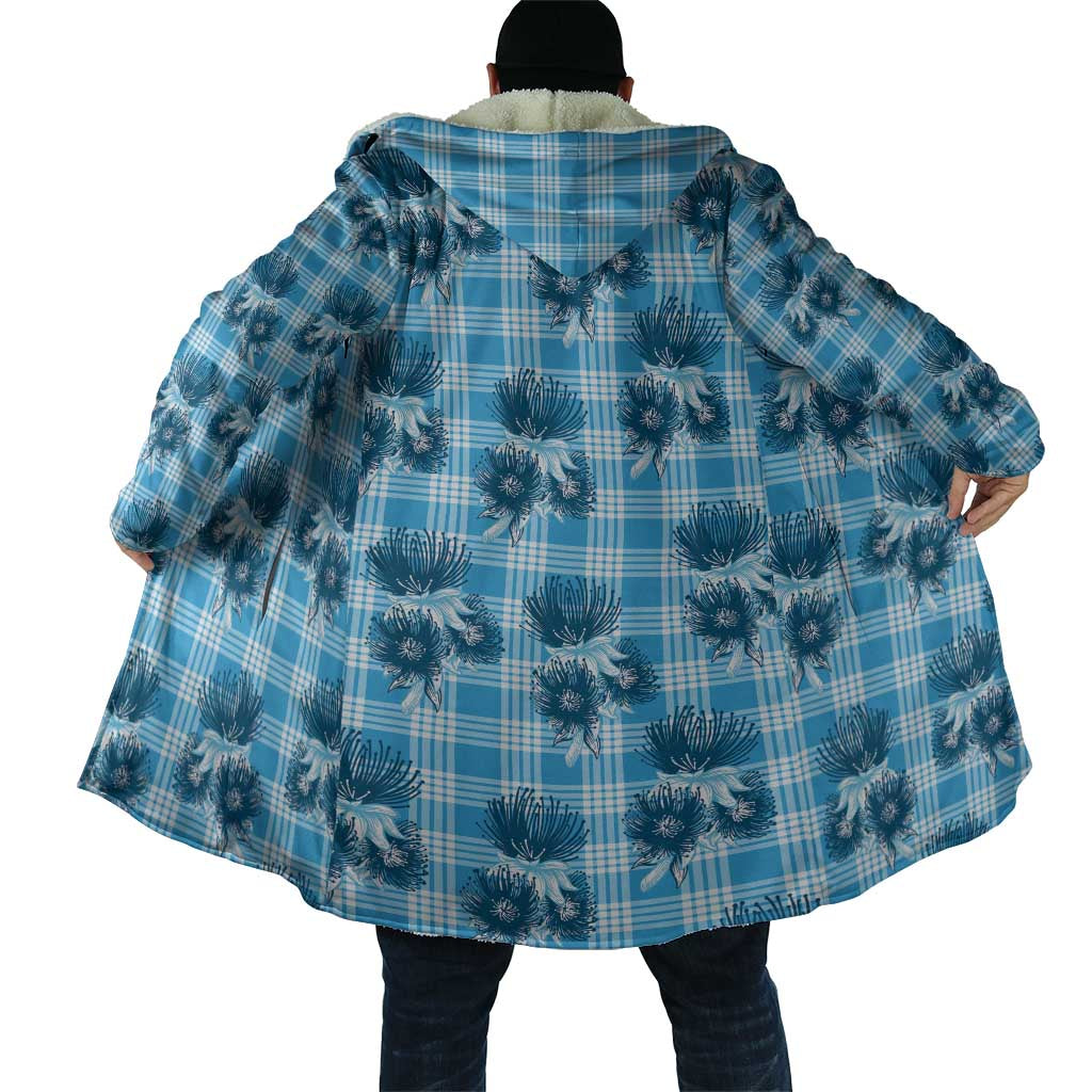 Blue Palaka Hawaii Cloak Hawaiian Lehua Blossoms