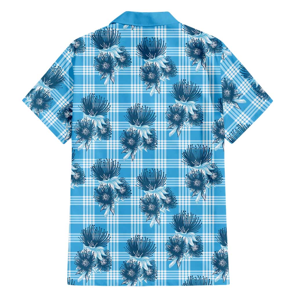 Blue Palaka Hawaii Family Matching Long Sleeve Bodycon Dress and Hawaiian Shirt Hawaiian Lehua Blossoms LT05 - Polynesian Pride