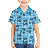 Blue Palaka Hawaii Family Matching Mermaid Dress and Hawaiian Shirt Hawaiian Lehua Blossoms LT05 Son's Shirt Blue - Polynesian Pride