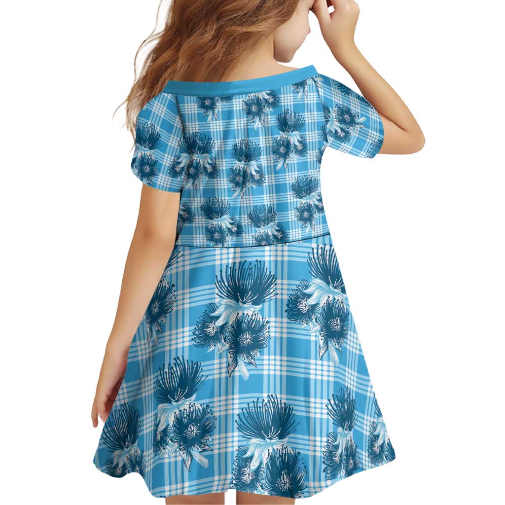 Blue Palaka Hawaii Family Matching Tank Maxi Dress and Hawaiian Shirt Hawaiian Lehua Blossoms LT05 - Polynesian Pride
