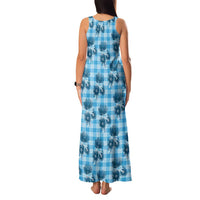 Blue Palaka Hawaii Family Matching Tank Maxi Dress and Hawaiian Shirt Hawaiian Lehua Blossoms LT05 - Polynesian Pride