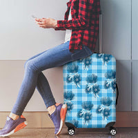 Blue Palaka Hawaii Luggage Cover Hawaiian Lehua Blossoms