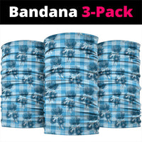 Blue Palaka Hawaii Neck Gaiter Hawaiian Lehua Blossoms