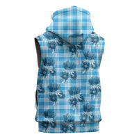 Blue Palaka Hawaii Sleeveless Hoodie Hawaiian Lehua Blossoms