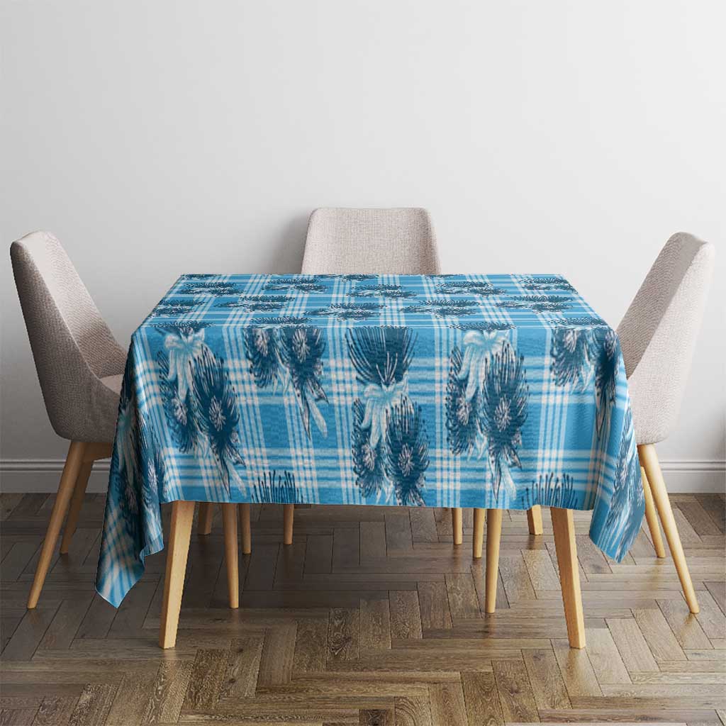 Blue Palaka Hawaii Tablecloth Hawaiian Lehua Blossoms