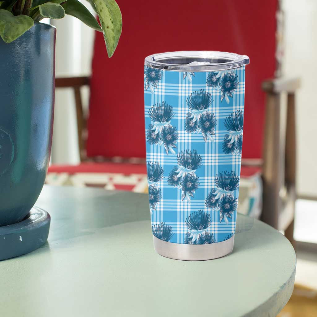 Blue Palaka Hawaii Tumbler Cup Hawaiian Lehua Blossoms