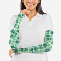 Green Palaka Hawaii Arm Sleeves Hawaiian Lehua Blossoms