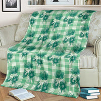 Green Palaka Hawaii Blanket Hawaiian Lehua Blossoms