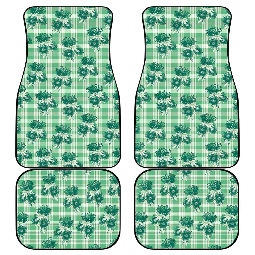 Green Palaka Hawaii Car Mats Hawaiian Lehua Blossoms