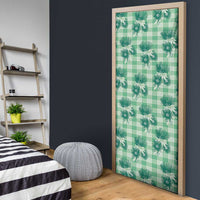 Green Palaka Hawaii Door Cover Hawaiian Lehua Blossoms