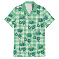 Green Palaka Hawaii Family Matching Off The Shoulder Long Sleeve Dress and Hawaiian Shirt Hawaiian Lehua Blossoms LT05 Dad's Shirt - Short Sleeve Green - Polynesian Pride