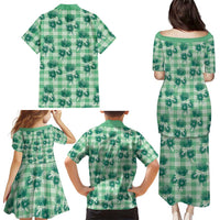 Green Palaka Hawaii Family Matching Puletasi and Hawaiian Shirt Hawaiian Lehua Blossoms LT05 - Polynesian Pride