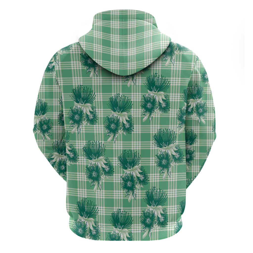 Green Palaka Hawaii Hoodie Hawaiian Lehua Blossoms