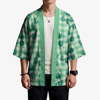 Green Palaka Hawaii Kimono Hawaiian Lehua Blossoms