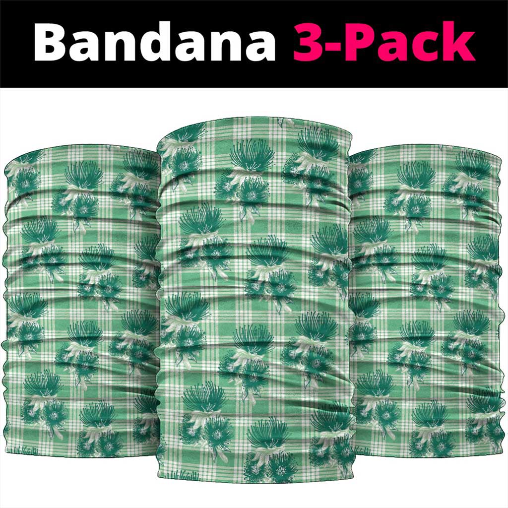 Green Palaka Hawaii Neck Gaiter Hawaiian Lehua Blossoms