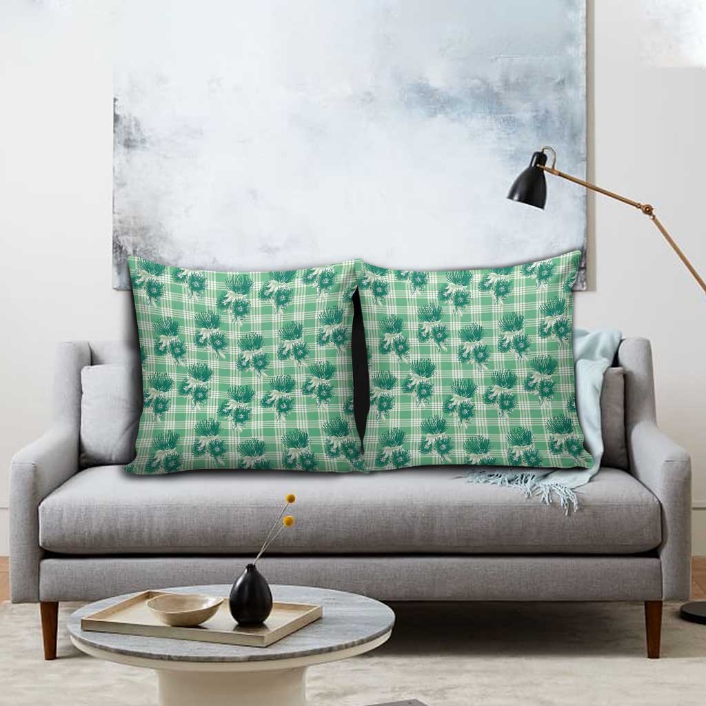 Green Palaka Hawaii Pillow Cover Hawaiian Lehua Blossoms