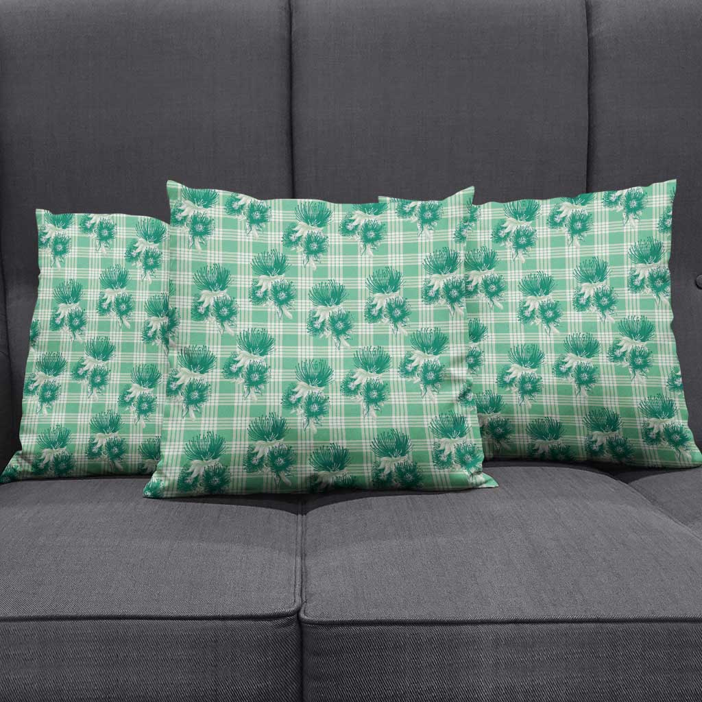 Green Palaka Hawaii Pillow Cover Hawaiian Lehua Blossoms