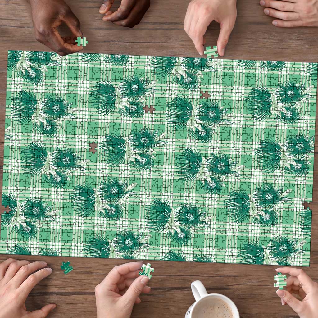 Green Palaka Hawaii Puzzle Hawaiian Lehua Blossoms