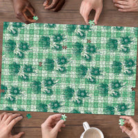 Green Palaka Hawaii Puzzle Hawaiian Lehua Blossoms