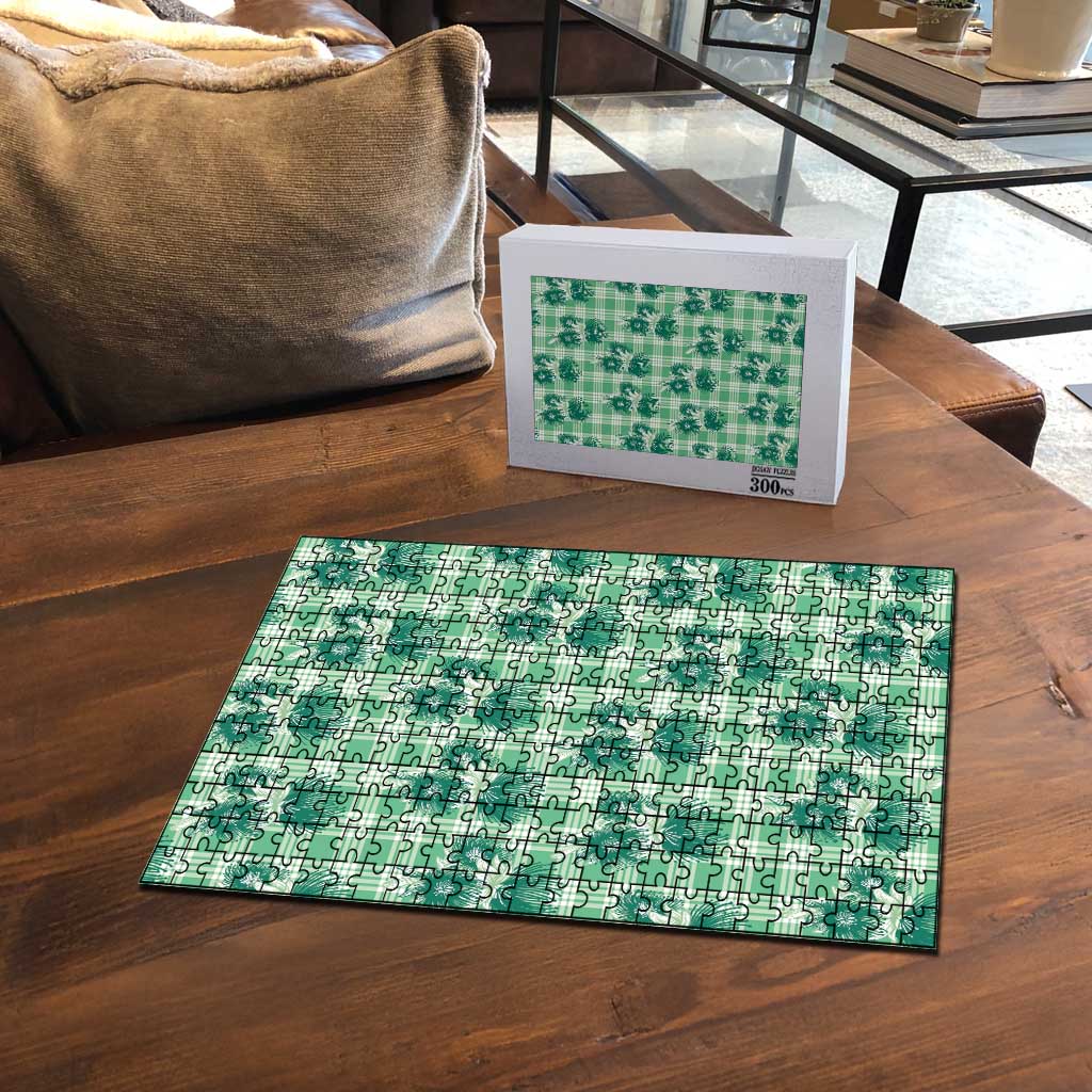 Green Palaka Hawaii Puzzle Hawaiian Lehua Blossoms