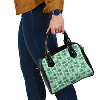 Green Palaka Hawaii Shoulder Handbag Hawaiian Lehua Blossoms