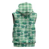 Green Palaka Hawaii Sleeveless Hoodie Hawaiian Lehua Blossoms