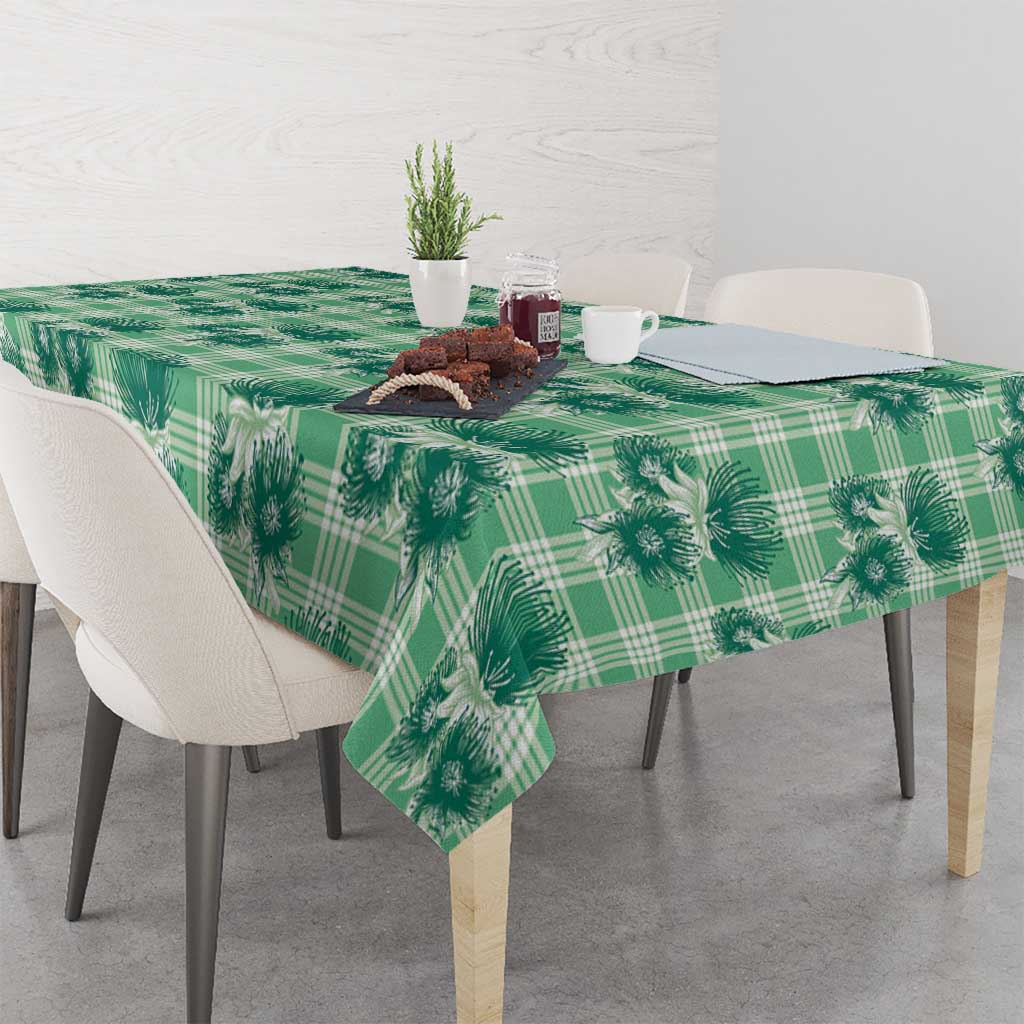 Green Palaka Hawaii Tablecloth Hawaiian Lehua Blossoms