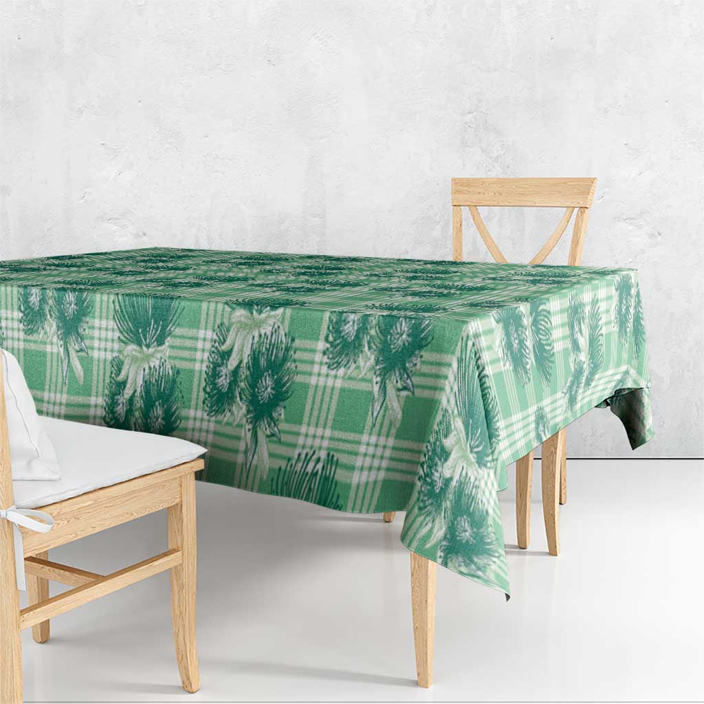 Green Palaka Hawaii Tablecloth Hawaiian Lehua Blossoms