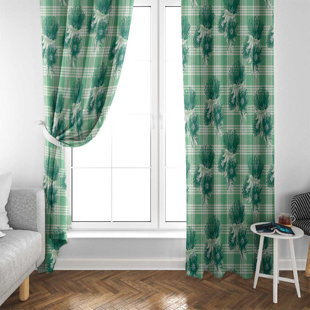 Green Palaka Hawaii Window Curtain Hawaiian Lehua Blossoms