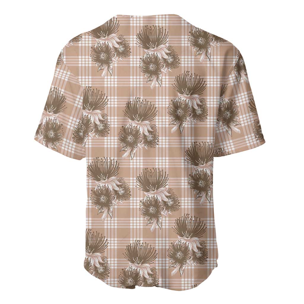 Brown Palaka Hawaii Baseball Jersey Hawaiian Lehua Blossoms