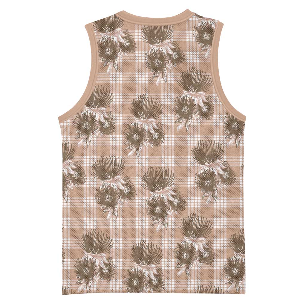 Brown Palaka Hawaii Basketball Jersey Hawaiian Lehua Blossoms