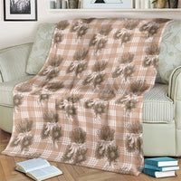 Brown Palaka Hawaii Blanket Hawaiian Lehua Blossoms