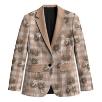 Brown Palaka Hawaii Blazer Hawaiian Lehua Blossoms