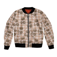 Brown Palaka Hawaii Bomber Jacket Hawaiian Lehua Blossoms