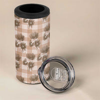 Brown Palaka Hawaii 4 in 1 Can Cooler Tumbler Hawaiian Lehua Blossoms