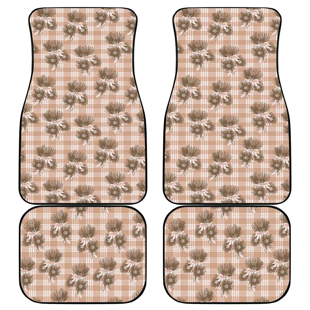Brown Palaka Hawaii Car Mats Hawaiian Lehua Blossoms