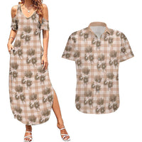 Brown Palaka Hawaii Couples Matching Summer Maxi Dress and Hawaiian Shirt Hawaiian Lehua Blossoms LT05 Brown - Polynesian Pride