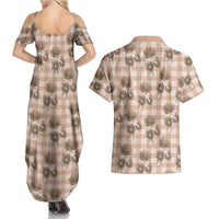 Brown Palaka Hawaii Couples Matching Summer Maxi Dress and Hawaiian Shirt Hawaiian Lehua Blossoms LT05 - Polynesian Pride