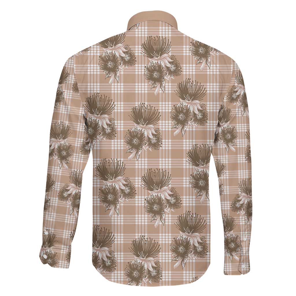 Brown Palaka Hawaii Family Matching Mermaid Dress and Hawaiian Shirt Hawaiian Lehua Blossoms LT05 - Polynesian Pride