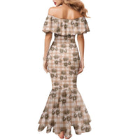 Brown Palaka Hawaii Family Matching Mermaid Dress and Hawaiian Shirt Hawaiian Lehua Blossoms LT05 - Polynesian Pride