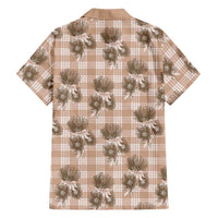 Brown Palaka Hawaii Family Matching Off The Shoulder Long Sleeve Dress and Hawaiian Shirt Hawaiian Lehua Blossoms LT05 - Polynesian Pride
