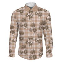 Brown Palaka Hawaii Family Matching Short Sleeve Bodycon Dress and Hawaiian Shirt Hawaiian Lehua Blossoms LT05 Dad's Shirt - Long Sleeve Brown - Polynesian Pride