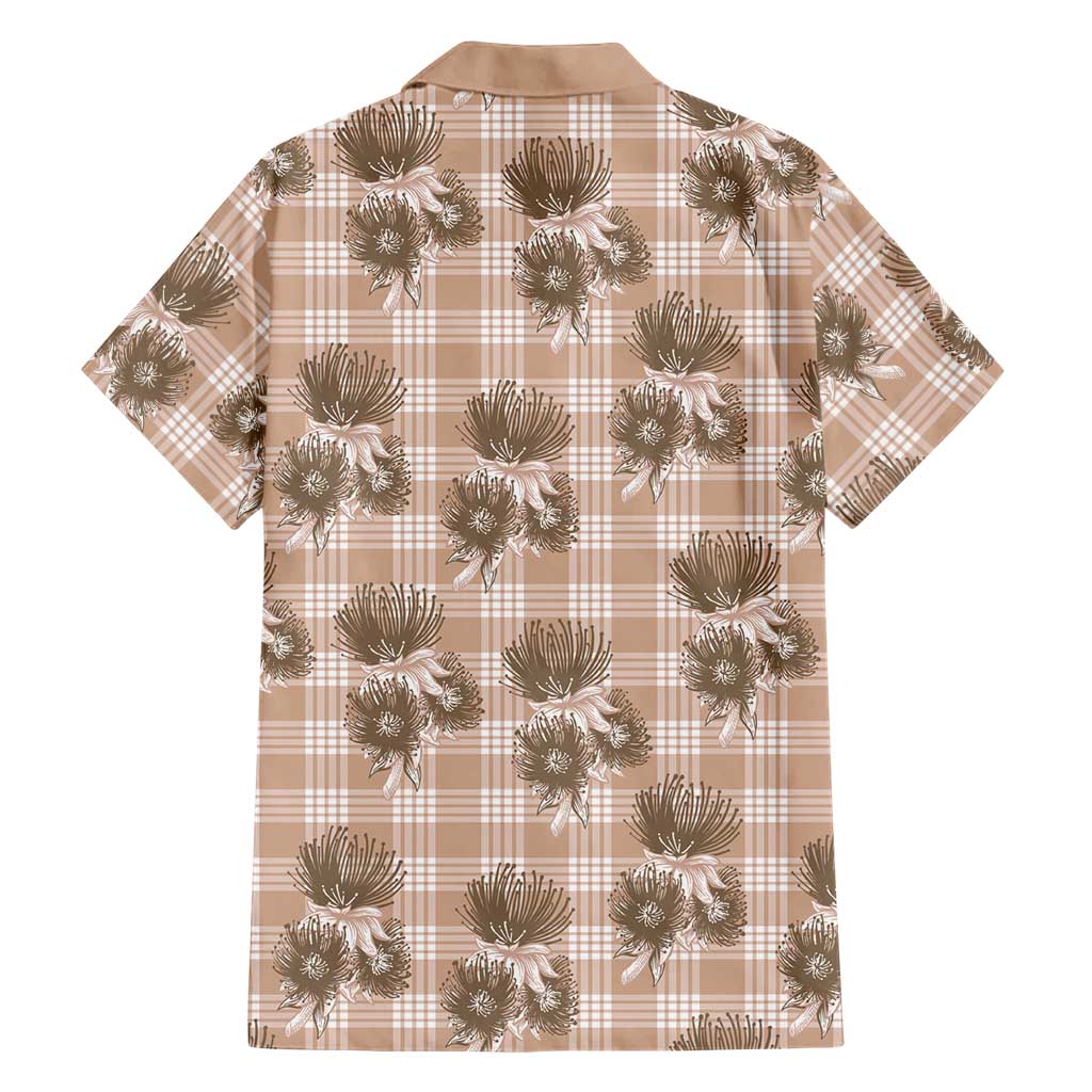 Brown Palaka Hawaii Family Matching Summer Maxi Dress and Hawaiian Shirt Hawaiian Lehua Blossoms LT05 - Polynesian Pride