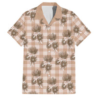 Brown Palaka Hawaii Family Matching Tank Maxi Dress and Hawaiian Shirt Hawaiian Lehua Blossoms LT05 Dad's Shirt - Short Sleeve Brown - Polynesian Pride