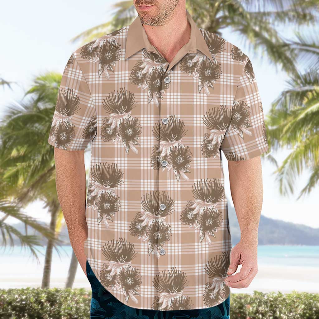 Brown Palaka Hawaii Hawaiian Shirt Hawaiian Lehua Blossoms LT05 - Polynesian Pride