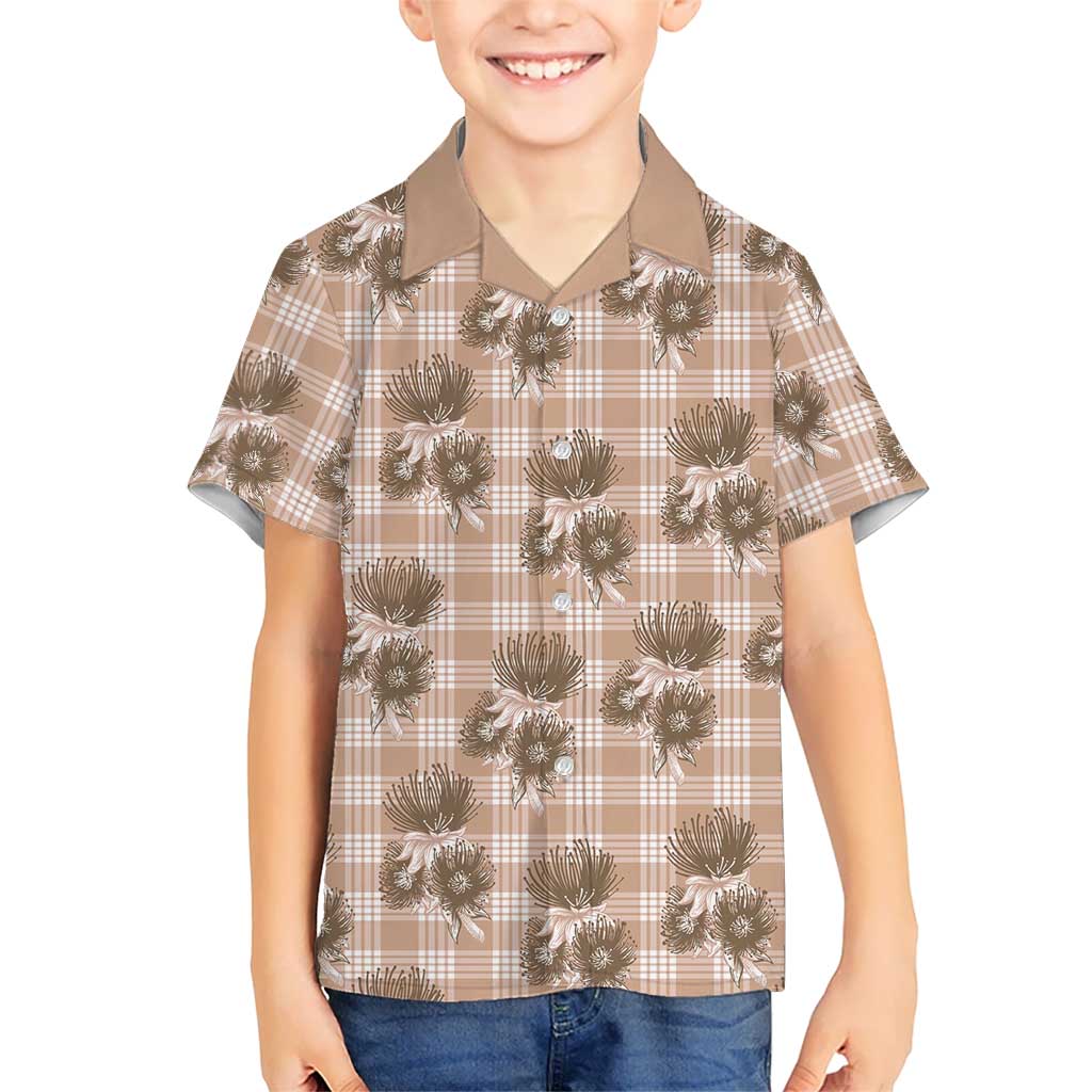 Brown Palaka Hawaii Kid Hawaiian Shirt Hawaiian Lehua Blossoms