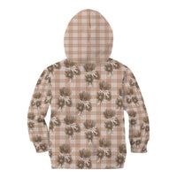 Brown Palaka Hawaii Kid Hoodie Hawaiian Lehua Blossoms